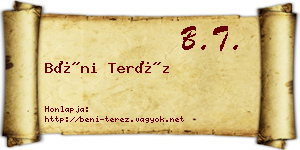 Béni Teréz névjegykártya